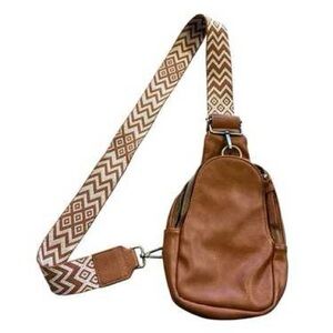 Anthropologie Brown Leather Sling Bag